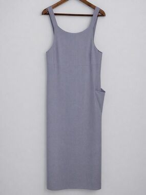 Sarah Pacini Made In Italy Size Medium 100% Linen Maxi Dress Grey/Purple